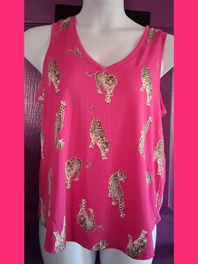 Women’s Pink Tiger-Print Sleeveless Tank Top